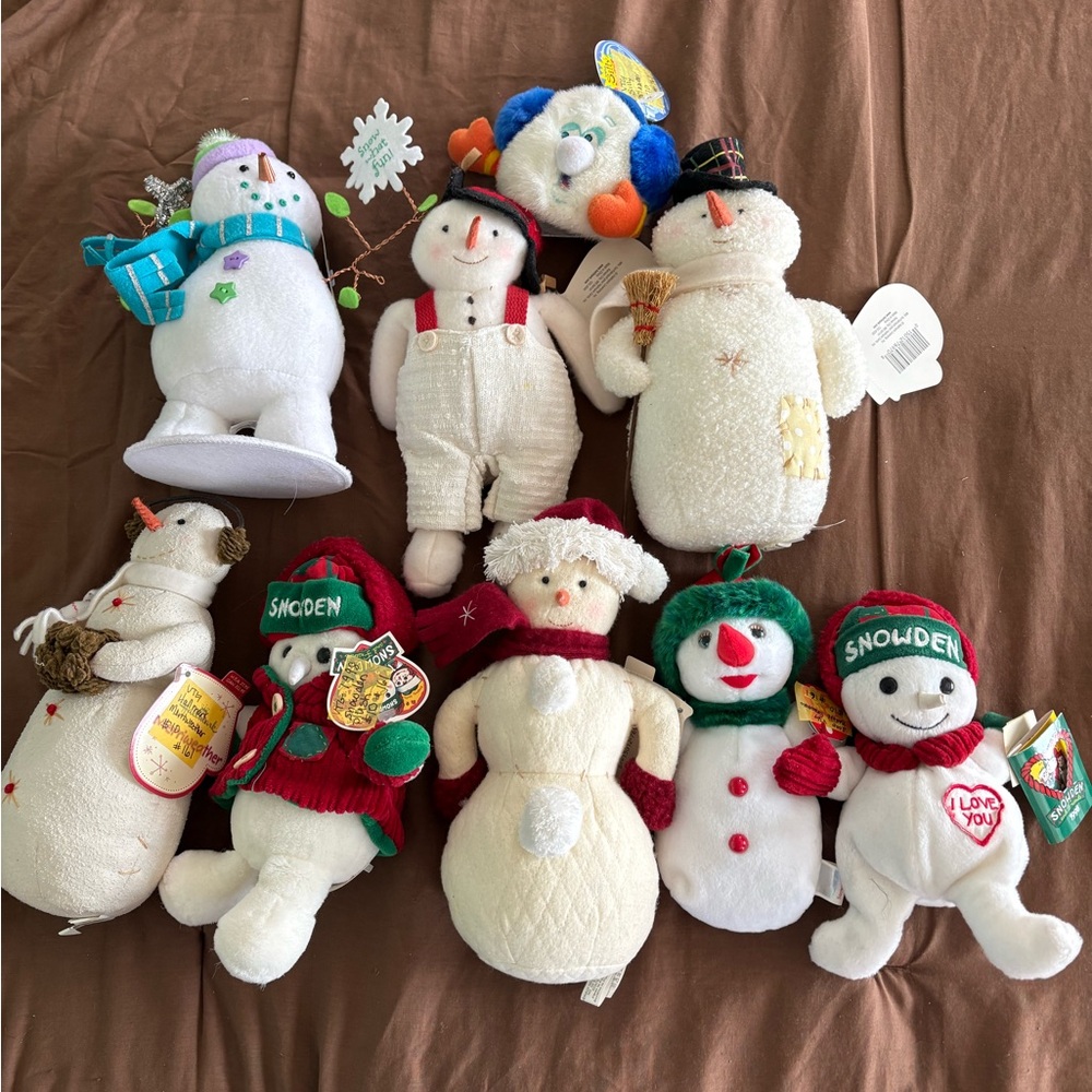 LOT OF 9 vintage Hallmark/ Snowden Festive Snowman Plush Collection